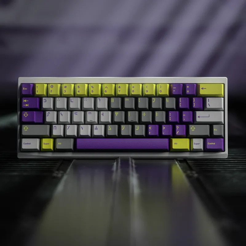 GMK NerveWrecker keycaps by Mugen on an Oblique keyboard by Bowl. High-fidelity 3D mechanical keyboard render by MiKeyDigit.