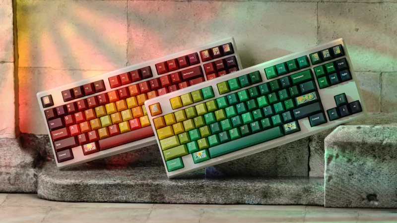 KAP Santa LLum keycaps by L'Ortiz on an Anima keyboard by Bowl. Second shot of the earthy and sophisticated 3D visualization by MiKeyDigit.
