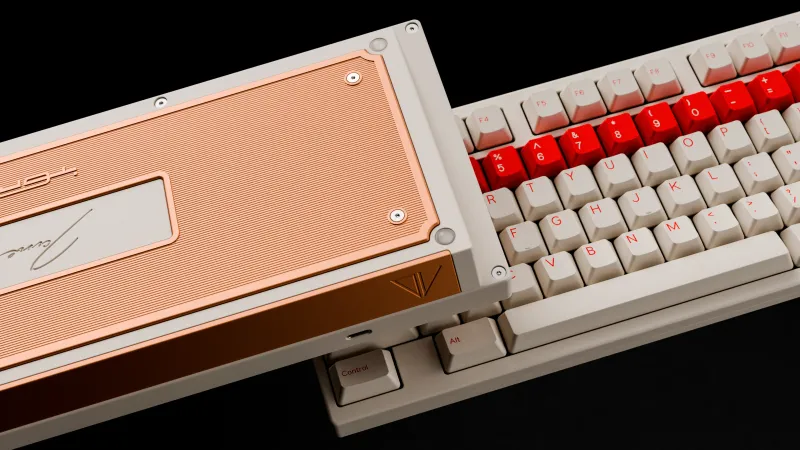 TGR Jane V2 ME keyboard with DCS Red Alert keycaps. High-end 3D mechanical keyboard visualization and render by MiKeyDigit.